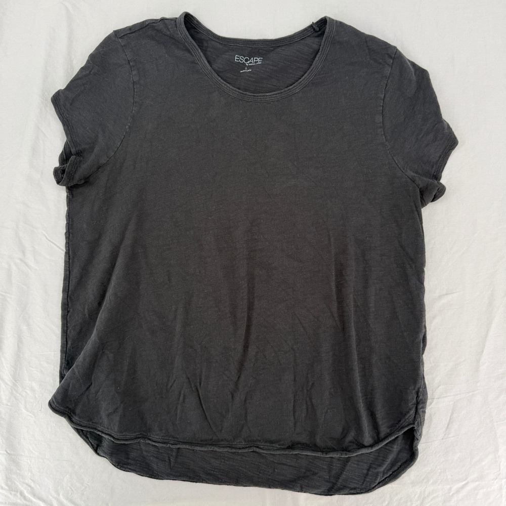 Escape by Habitat Clothes Womens Large Black 100% Cotton Slub Knit Top 10007